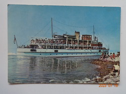 Régi képeslap:  Balaton, hajó (1962)
