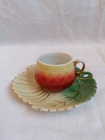 Zsolnay strawberry cup with saucer
