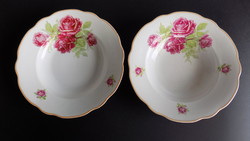 2 Zsolnay rosy deep plates!