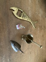 Small copper objects grinder, mortar, iron, fish bottle opener