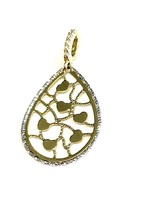 White and yellow gold leaf pendant