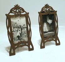 Art Nouveau painted picture frame, photo frame, photo frame, photo holder in a pair