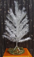 Régi retro ezüst fenyőfa karácsonyfa szétszedhető műfenyő 120 cm magas