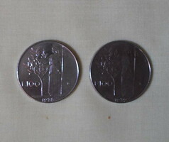 Italian money - coin, 100 lire (lire, 1978, 1979)