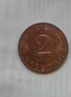German money - coin, 2 pfennig (f, stuttgart)