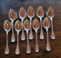 10 Personalized marked silver-plated alpaca spoons 6 pieces together
