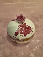 Herendi lila  Apponyi mintás,rózsafogós bonbonier.Kézzel festett.
