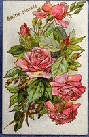 Antique embossed greeting postcard with roses