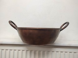 Antique kitchen tool red copper cauldron with foam handle 608 7606