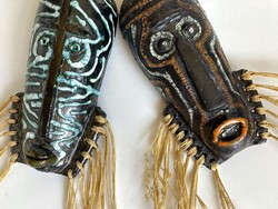 Iparművészeti kerámia falidísz - fali maszk pár