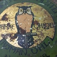 Old owl metal box