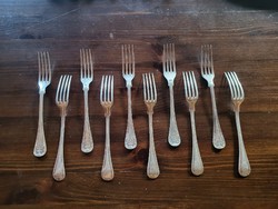 10 Personalized marked silver-plated dessert alpaca forks 10 pcs together