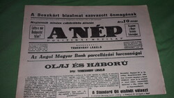 Antik 1940. FEBRUÁR 8. A NÉP POLITIKAI HETILAP újság GYŰJTŐI állapotban a képek szerint