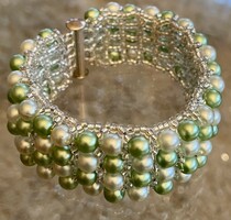 Pale green teal beaded capricho women's bracelet beaded craft