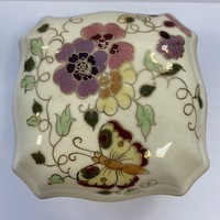 Antik Zsolnay pillangó mintás porcelán bonbonier