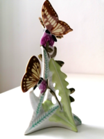 Porcelán pillangók, lepkék virágon, 14cm