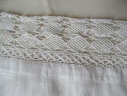 Antique damask hand crocheted cushion cover with lace insert