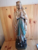 51 cm high Virgin Mary statue on a wooden pedestal