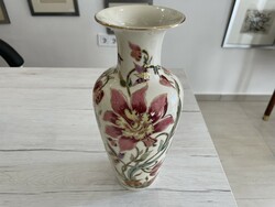 Zsolnay orchideás porcelán váza virág mintás 27cm