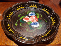 Carved painted wooden tray