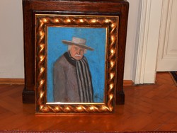 Pastel picture in frame with Róna mark without warranty