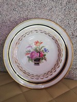 Porcelain decorative plate with flower basket