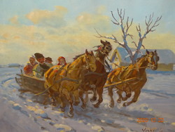 VISKI JÁNOS (SZOKOLYA 1891-   ):LOVASSZÁNON ( TÉLI HÁRMASFOGAT)