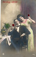 E - 052 New Year's greeting in love 1913