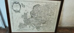 Színezett rézmetszet Janvier Európa térképe 1760,dekoratív kartussalq