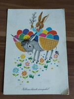 Régi rajzos húsvéti képeslap, rajz: Boór Vera