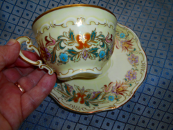 Zsolnay  porcelán -teás csésze csészealjjal -kézi festés-arany kontúr