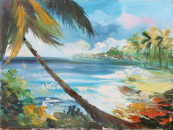 Pálmafás tengerpart - festmény