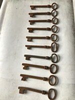Old wrought iron keys. Handmade. They are 11.5 cm long. In found condition. Could have been door keys.