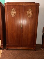 A pair of Art Nouveau wardrobes with marquetry inserts