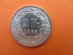 2 Franc (franken) Swiss coin 1965--silver