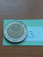 Portugal 100 escudos 1991 incm pedro nunes bimetal 3