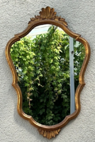 Díszes antik barokk stílusú fali tükör faragott fából
