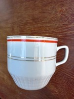 Czechoslovakian retro porcelain mug with gold red stripes