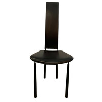 Pozzi style Italian elongated postmodern leather dining chairs - b99