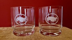 Glass cups with retro Hungarian post mark. 2 pcs.