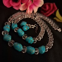 Turquoise and crystal 3-piece set