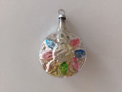 Old glass Christmas tree ornament flower patterned glass ornament
