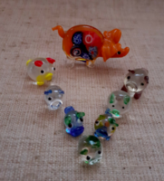 Retro handcrafted Murano glass luck little pig figure collection 14 pcs.