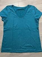 V-neck turquoise cotton top t-shirt