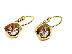 Yellow and white gold engraved earrings