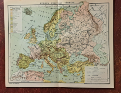 "Európa politikai térképe" térkép melléklet a Pallas lexikonból