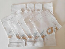 Napraforgó mintás damaszt textil szalvéták, 10 db egyben, 40 x 40 cm