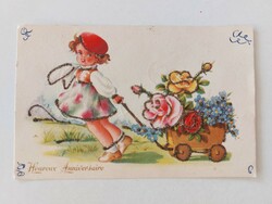 Old postcard r. Hamel postcard little girl with flowers