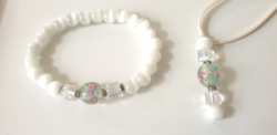 Elegant cat eye glass necklace + bracelet set