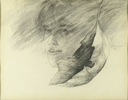 1N588 ilona from Dec: female head with wooden leaf, 1983